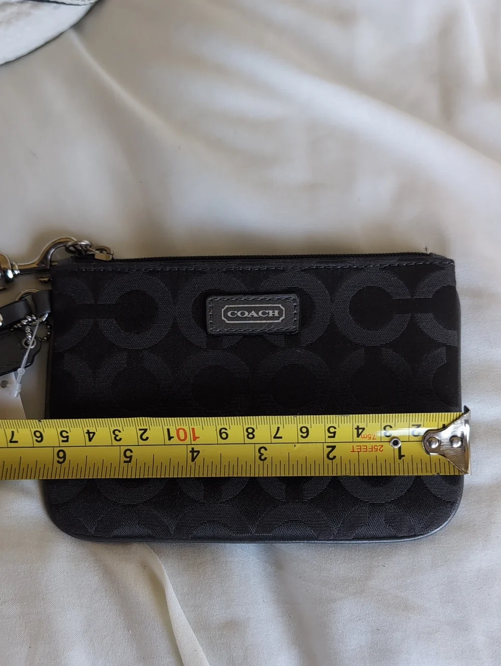 Gray Coach Signature Zip Wristlet With Iconic C Fabric And Coach Leather NWT
